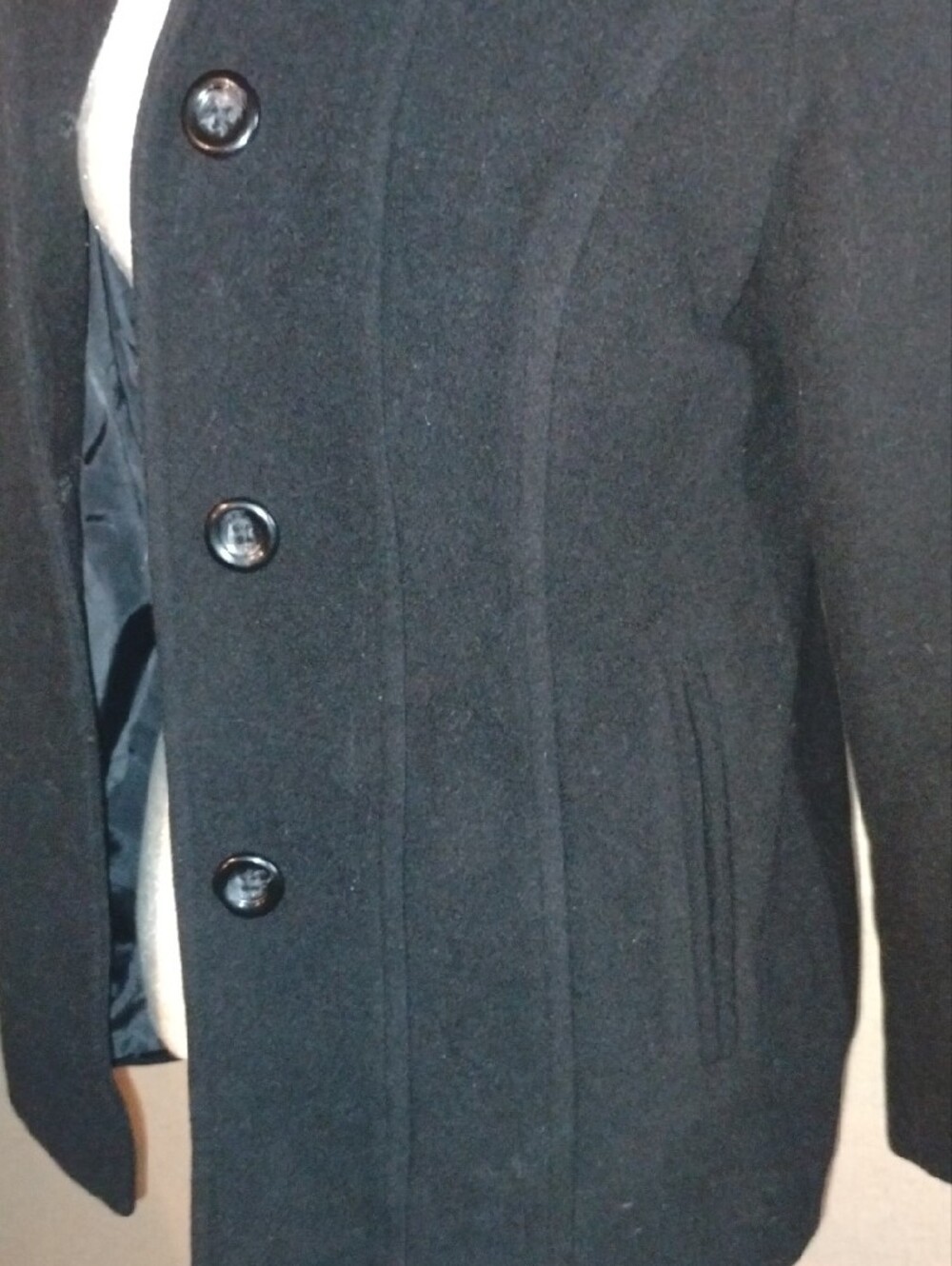 Croft & barrow Medium Black Wool-Blend Peacoat - Picture 5 of 7